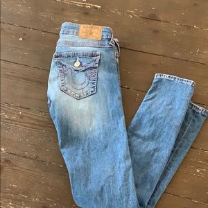 True Religion Pink Stitching Skinny Super T 28